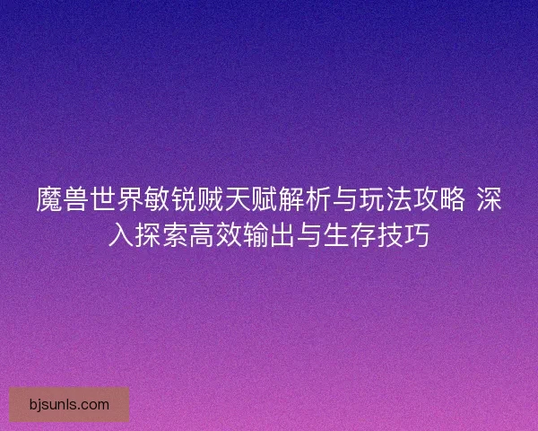 魔兽世界敏锐贼天赋解析与玩法攻略 深入探索高效输出与生存技巧